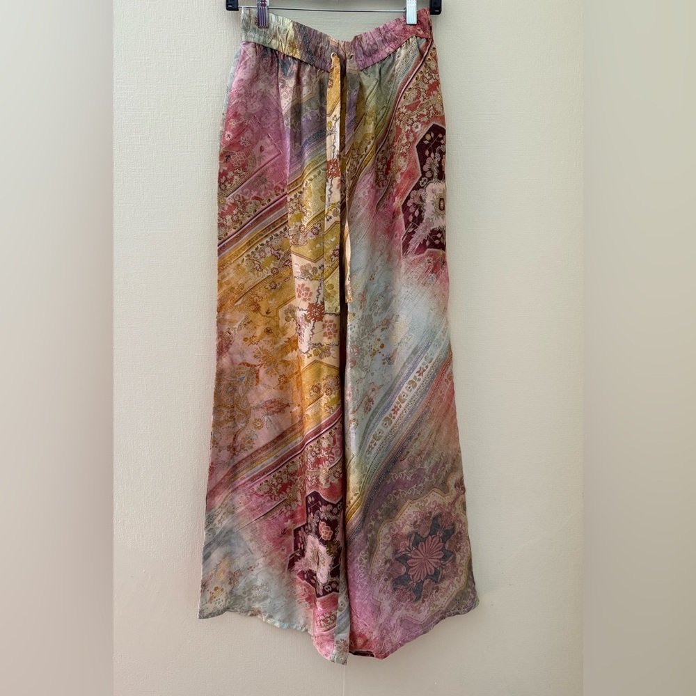 Zimmermann Tallow Relaxed Silk Wide Leg Pants